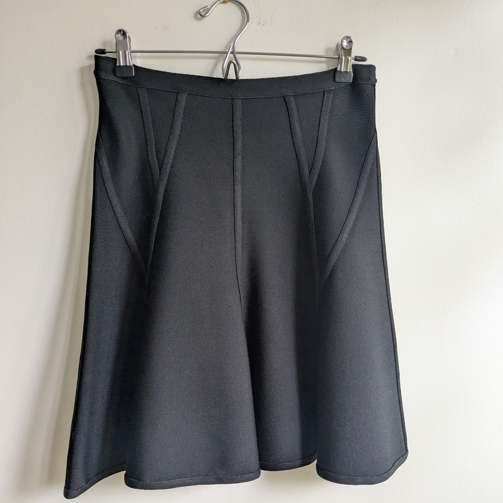 Herve Leger Black Knee-Length A-Line Skirt
